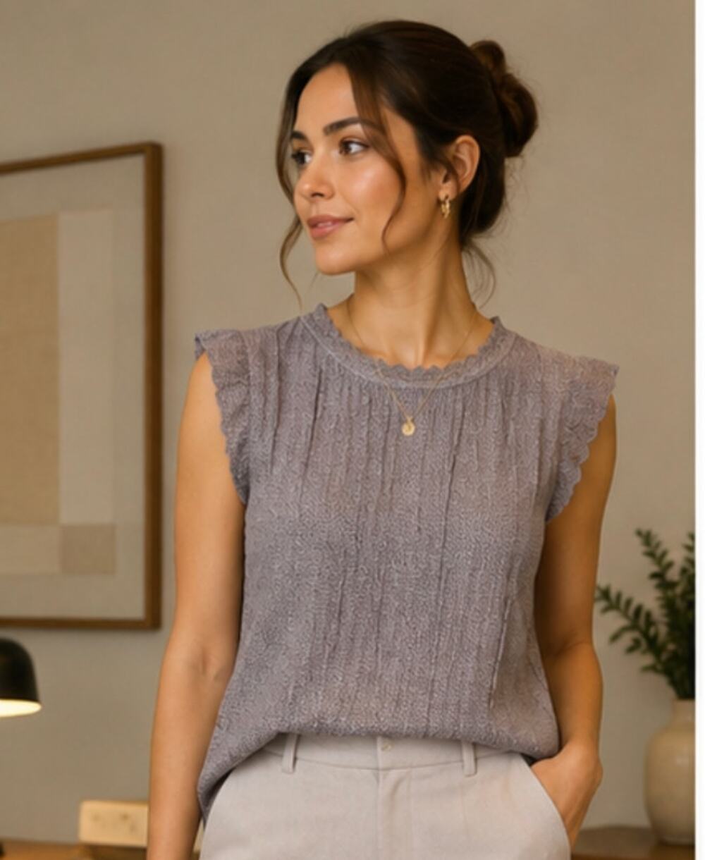 Adriana Papell Crinkle Sleeveless Top Size Medium